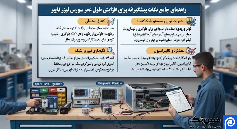  اینفوگرافیک نکات پیشگیرانه برای افزایش عمر سورس لیزر فایبر